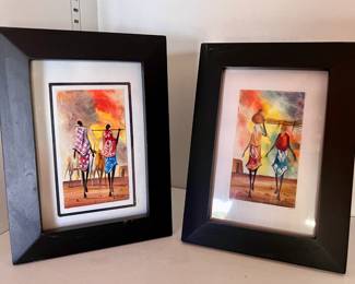 Framed African watercolors