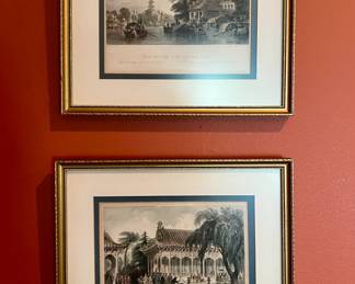 Framed antique Chinese engravings by E. Brandard