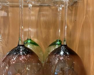 Purple and green wineglasses
