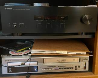 Yamaha receiver and Hitachi DVD/VHS player