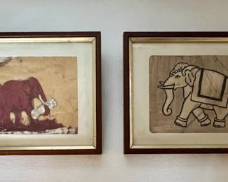 Framed elephant batiks