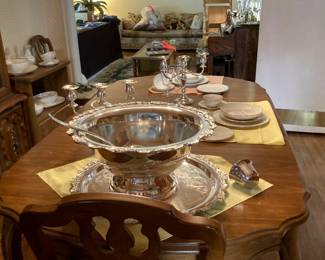 large punch bowl with cups