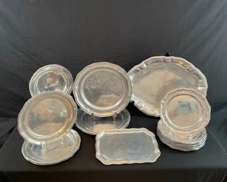 Wilton Pewter Queen Anne Chargers And Plates