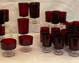 Vintage Luminarc Cavalier Ruby Red Glasses