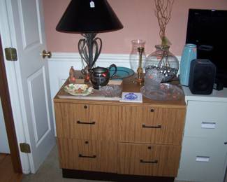 SAUDER-TYPE FILE CABINETS, LAMP & MISC.
