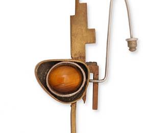 2030
A Peter Macchiarini Mixed Metal Brooch
Peter Macchiarini (1909-2001)
Circa 1960s, San Francisco, CA
Stamped: MACC
A delicate asymmetrical stone-set double-sided brooch with tiger's eye cabochon and wire stick pin
1.75" x 2.5"
10.0 grams gross
Estimate: $1,000 - $1,500