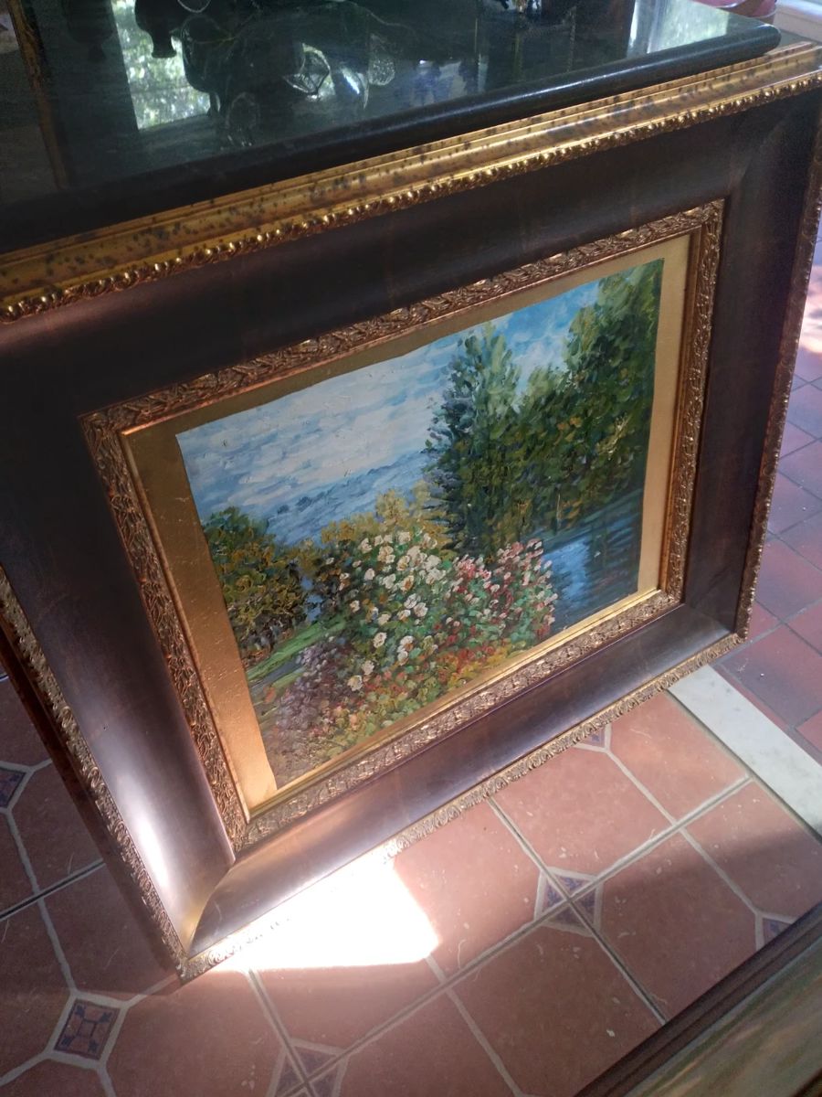 Large oil on board sofa size painting