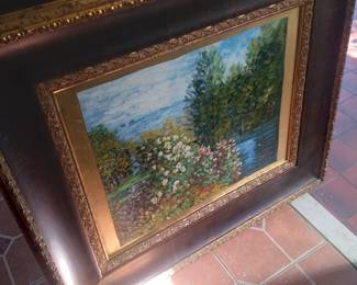 Large oil on board sofa size painting