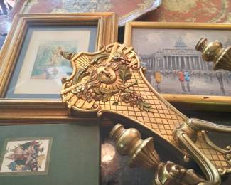 Franklin mint sconce florentine trays framed art