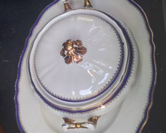Huge german porcalian cobalt gilded china dinnerware set