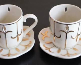 91 - Cups and Saucers Set - 3" tall
