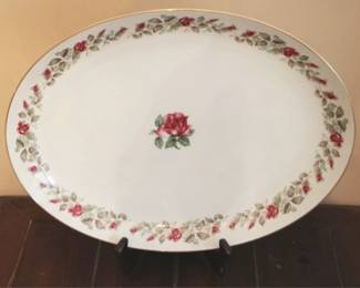 155 - Moss Rose Diamond China Platter - 18" x 12.5"
