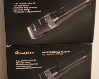 413 - 2 Plug-In Pet Hair Clippers in Boxes You are buying a used as-is electric/electronic item. We do not guarantee all components are present, and if it is not expressly stated, it is untested.
