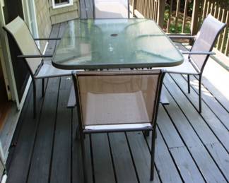 101 - 5 pc. Patio Set Table: 28" x 61" x 38" Chairs: 34" x 23" x 18"
