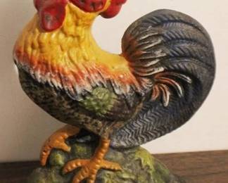 417 - Cast Iron Rooster Door Stop - 9" tall
