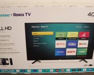 397 - Hisense H4 Series 40" Roku TV in Box You are buying a used as-is electric/electronic item. We do not guarantee all components are present, and if it is not expressly stated, it is untested.
