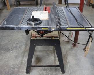 180 - Craftsman 10 inch Table Saw - 41" x 31" x 39" You are buying a used as-is electric/electronic item. We do not guarantee all components are present, and if it is not expressly stated, it is untested.
