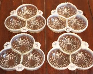 159 - 4 Glass Silvercrest Divided Dishes - 7" x 7"
