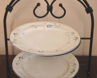 151 - 2 Shades Crest Plates w/ Metal Holder
