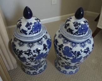 Large Blue & White Ginger Jars