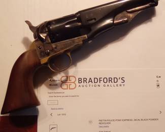 Pietta Police Pony Express .36 CAL BLACK POWDER REVOLVER. SOLD AT AUCTION IN 2021 FOR $340.00. Yours TODAY for $250.00 WITH Holster. Text Chris at 386-405-1867 if interested.
