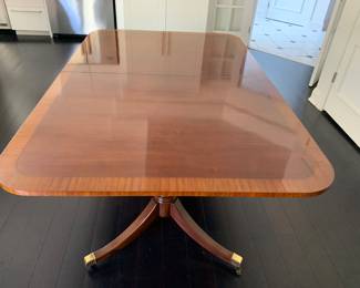 Baker mahogany table - just beautiful - 2 large leaves, custom pads and table linens for the various sizes, with and without leaves.