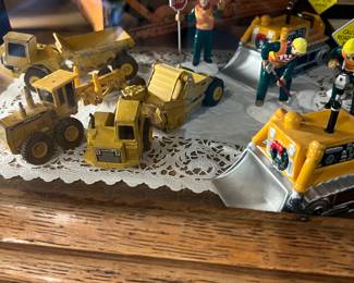 Vintage metal toys
Dept 56 work figures and bull dozer