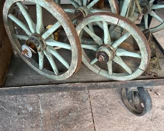 Wooden goat wagon wheels