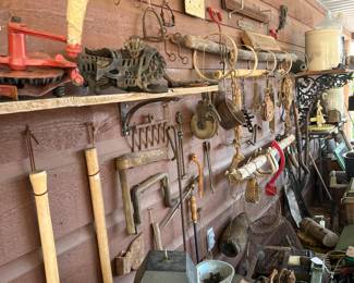 Tractor seats
Old pulleys , Antique tools