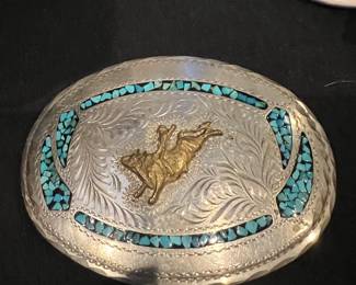 Silver belt buckle