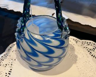 Blown glass swirl basket