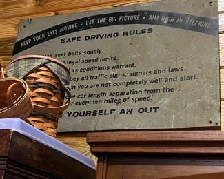 Vintage Safe driving rules metal sign