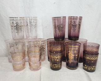 Vintage MCM pink & amethyst cocktail glasses