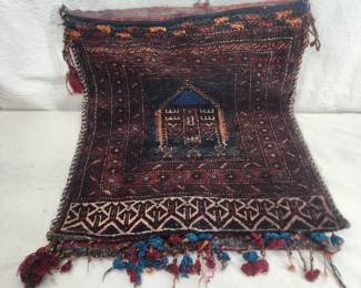 Antique Persian hand woven wool horse saddlebag