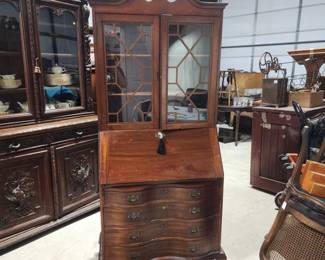 Secretary with display cabinet