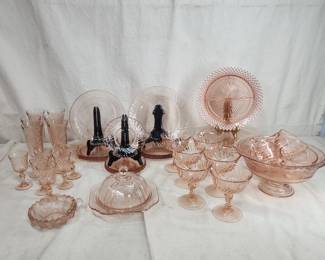 Pink depression glass
