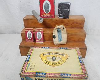 Tobacco tins & cigar box