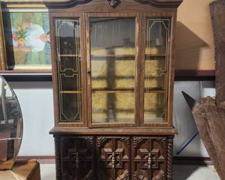 lighted china cabinet w/ gold trim China hutch