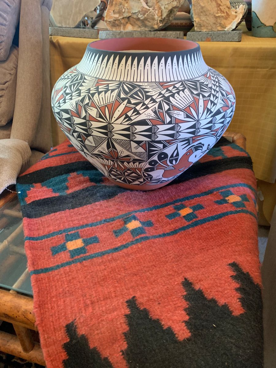 Large Native Pottery and Indian weavings