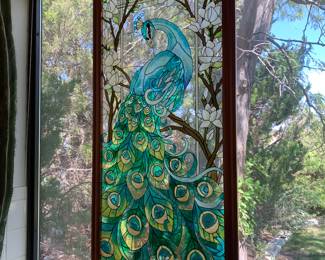 Painted stain glass Peacock