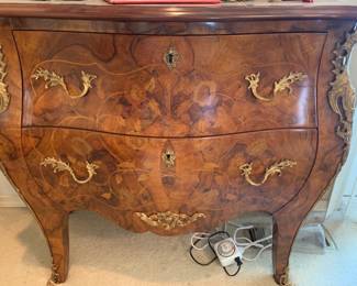 French burled wood 2 drawer cabinet