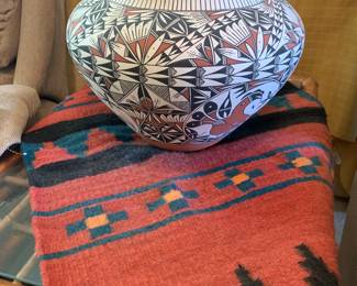 Large Native Pottery and Indian weavings