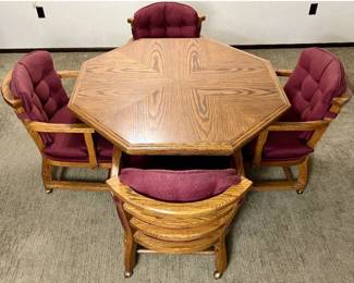 Daytons Old World Table and Chairs on Wheels Plus Two Leaves each 23.5" W