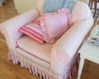 Candy stripe slipcovered arm chair