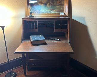 Vintage Secretary Desk with Bookcase Underneath