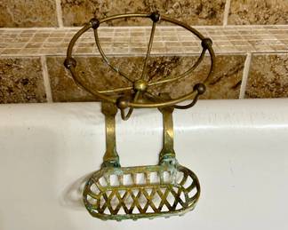 Brass Clawfoot Tub Soap and Sponge Holder