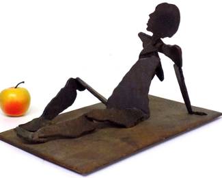 MODERNIST RECLINING FIGURE STEEL SCULPTURE