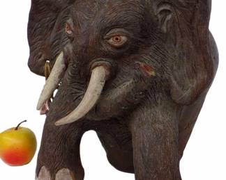 JOSEPH KURHAJEC BIG FOLK ART ELEPHANT CERAMIC VASE