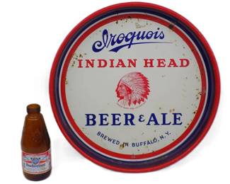 IROQUOIS INDIAN HEAD BEER & ALE TRAY BUFFALO