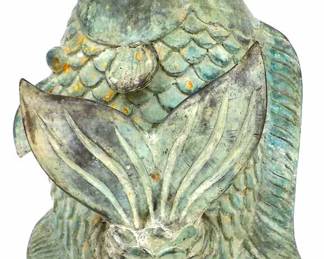 ANTIQUE BRONZE KOI SCULPTURE
